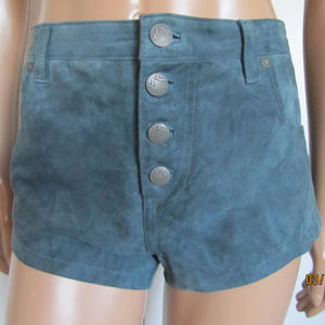 Free People Green Cheeky Suede Leather Shorts NEW